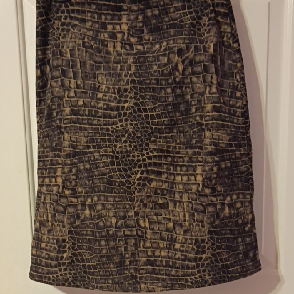 To the Max Crocodile Print Pencil Skirt - Black and Brown